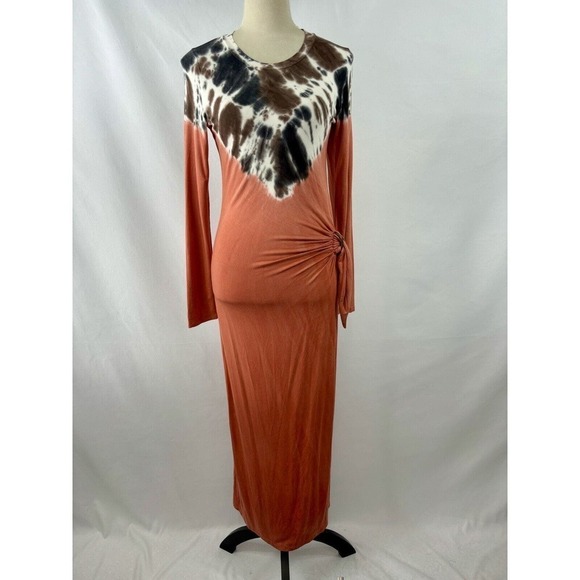 YFB Young Fabulous & Broke Bennett Maxi Dress Orange Tie Dye Small Stretch - Picture 1 of 12